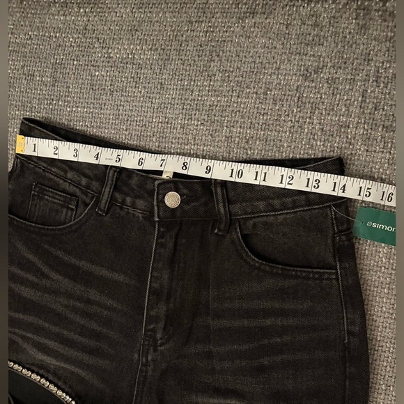 Aaron & Amber Black Rhinestone Cutout Jeans Size Small brand new - Picture 9 of 14